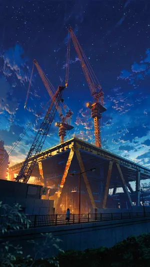 Anime Construction Building Wallpaper