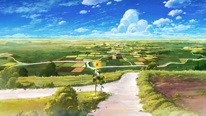 Anime Countryside Landscape Wallpaper