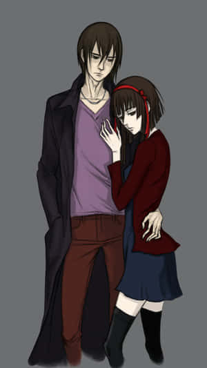 Anime Couple Dark Backdrop Wallpaper