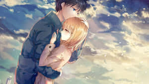 Anime Couple Embrace Wallpaper