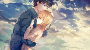 Anime Couple Embrace Wallpaper