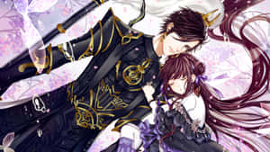 Anime Couple Embracing Love Wallpaper