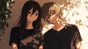Anime Couple In Warm Light Wallpaper