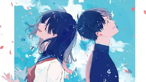 Anime Couple Love Moment Wallpaper