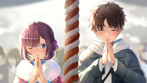 Anime Couple Praying Together Wallpaper