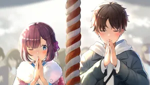 Anime Couple Praying Together Wallpaper