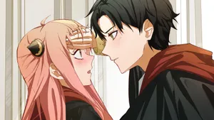 Anime Couple Romantic Moment Wallpaper