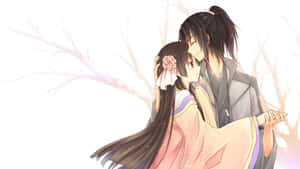Anime Couple Sharing Tender Moment Wallpaper