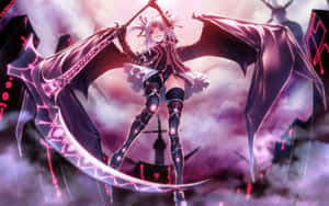 Anime Demon Girl With Wingsand Scythe Wallpaper