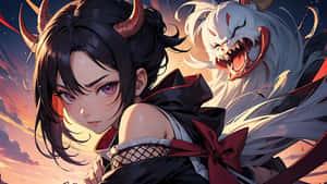 Anime Demon Girland White Beast Wallpaper