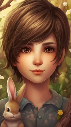 Anime Easter Boy With Bunny Wallpaper