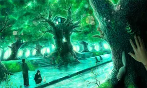 Anime Forest Tree House Wallpaper