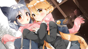 Anime Fox Girls Winter Scene Wallpaper