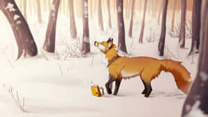 Anime Fox In Snowy Forest Wallpaper