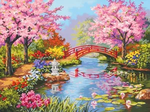 Anime Garden Colorful Lake Wallpaper