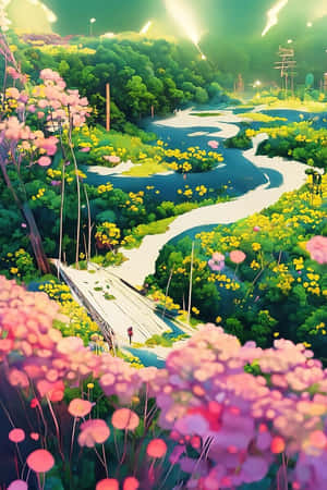 Anime Garden Evergreen Freshness Wallpaper