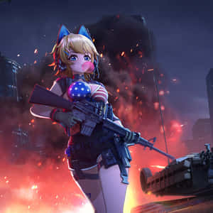 Anime Girl Armed For Battle Wallpaper