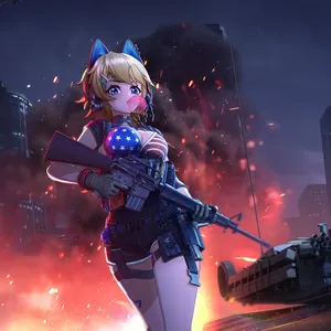 Anime Girl Armed For Battle Wallpaper