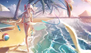 Anime Girl Beach Wallpaper