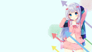 Anime Girl Blue Hair Pink Dress Wallpaper