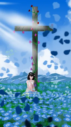 Anime Girl By Cross Wallpaper