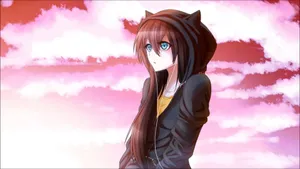 Anime_ Girl_ Cat_ Ears_ Cloudy_ Sky_ Background.jpg Wallpaper