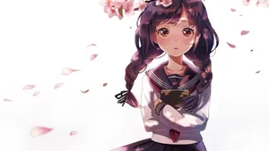 Anime Girl Cherry Blossoms Aesthetic.jpg Wallpaper