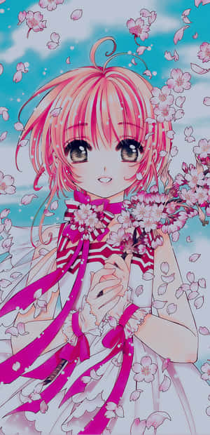 Anime Girl Cherry Blossoms Artwork Wallpaper