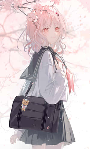 Anime Girl Cherry Blossoms Spring Wallpaper