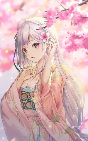 Anime Girl Cherry Blossoms Spring Wallpaper