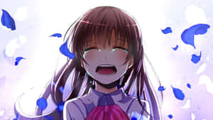 Anime Girl Crying With Petals Wallpaper