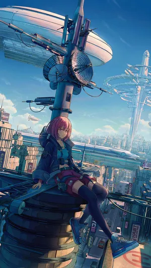 Anime Girl Cyberpunk Iphone X Wallpaper