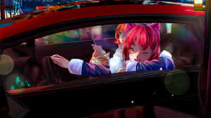 Anime Girl Driving Car Wallpaper