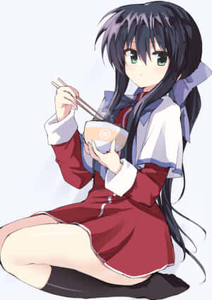 Anime Girl Eating Ramen Wallpaper