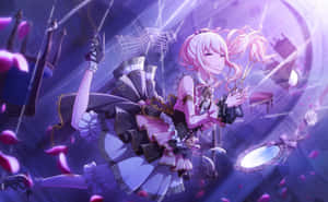 Anime Girl Fantasy Musical Performance Wallpaper