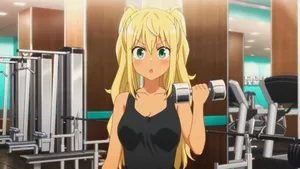 Anime Girl Lifting Dumbbells Wallpaper