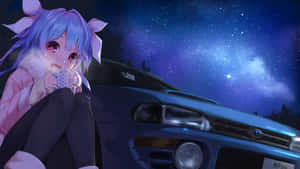 Anime Girl Night Car Wallpaper