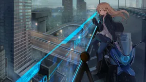 Anime Girl On Futuristic Motorcycle Wallpaper