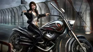 Anime Girl On Motorcycle Wallpaper