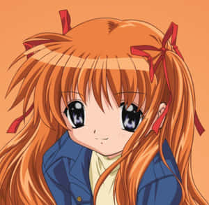 Anime Girl Orange Hair Blue Jacket Wallpaper