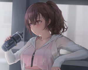 Anime Girl Post Workout Wallpaper