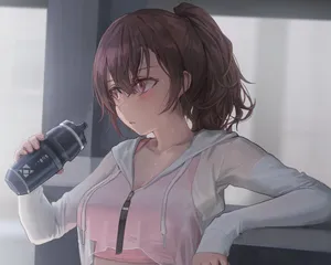 Anime Girl Post Workout Wallpaper