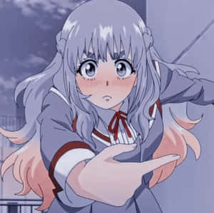 Anime Girl Reaching Out Expression Wallpaper