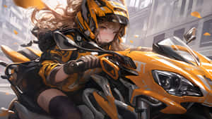 Anime Girl Riding Motorcycle Wallpaper