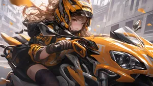 Anime Girl Riding Motorcycle Wallpaper