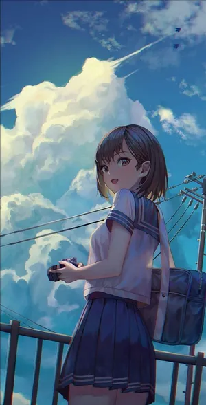 Anime Girl Sky Photography Wallpaper