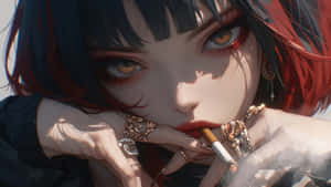 Anime Girl Smoking Cigarette Wallpaper