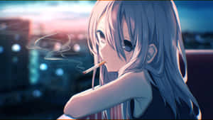 Anime Girl Smoking Cigarette Wallpaper