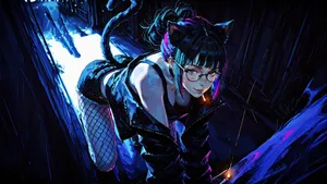 Anime Girl Smoking Night Wallpaper