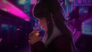Anime Girl Smoking Night Wallpaper